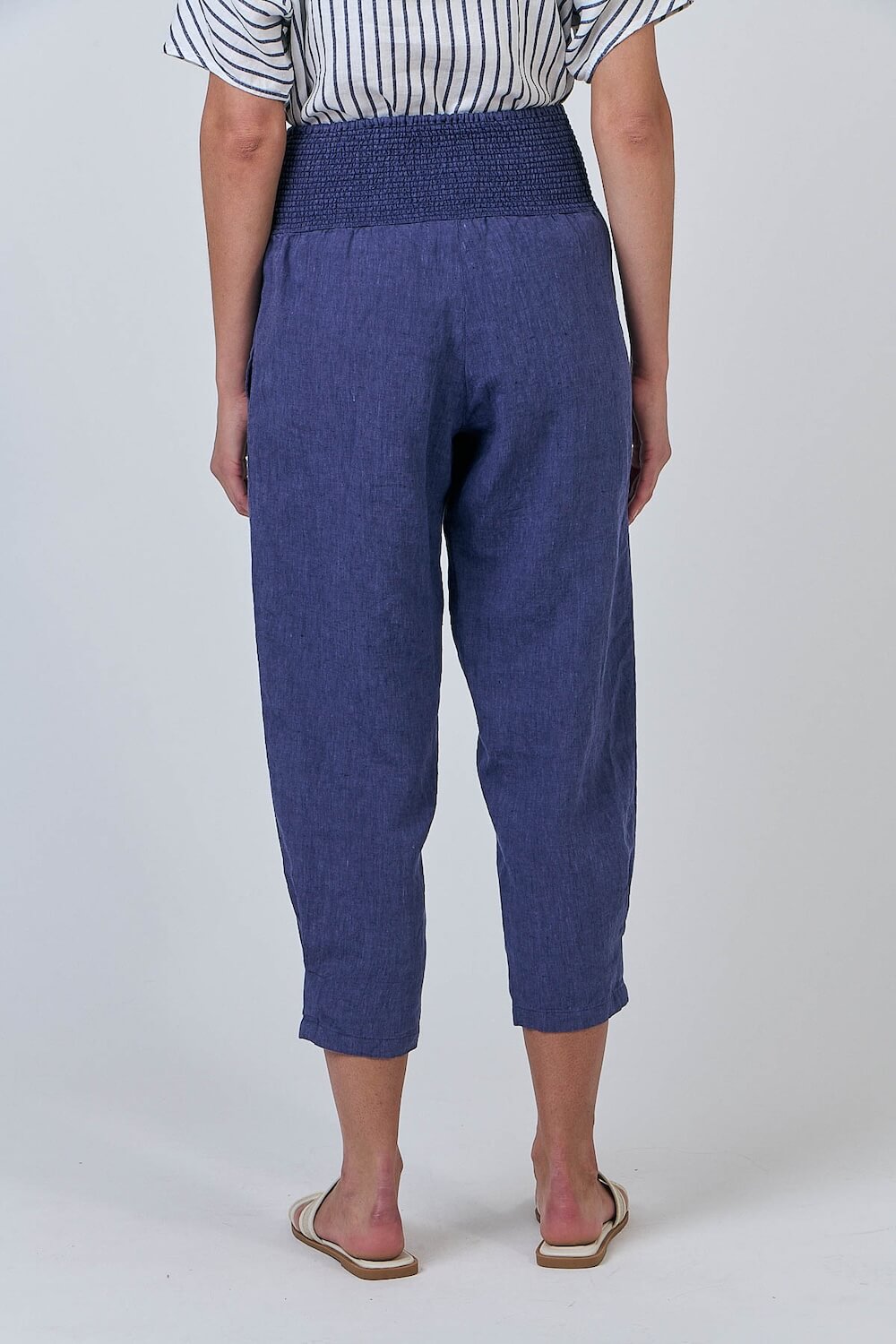 Naturals by O & J - Wide Waistband Linen Pants - Blueberry (GA615)