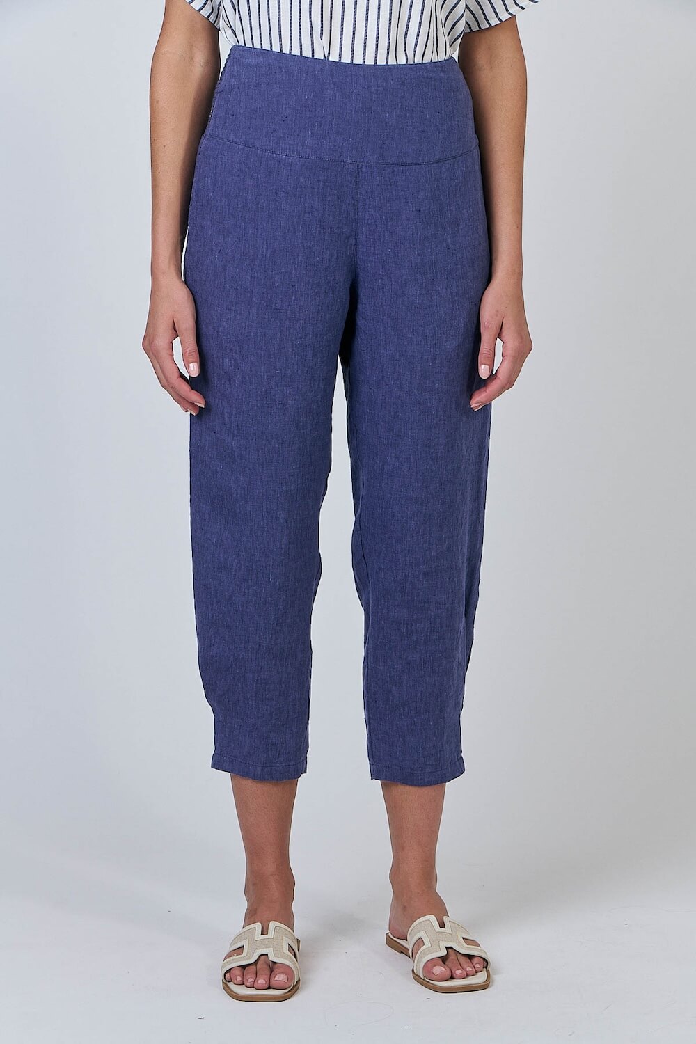 Naturals by O & J - Wide Waistband Linen Pants - Blueberry (GA615)