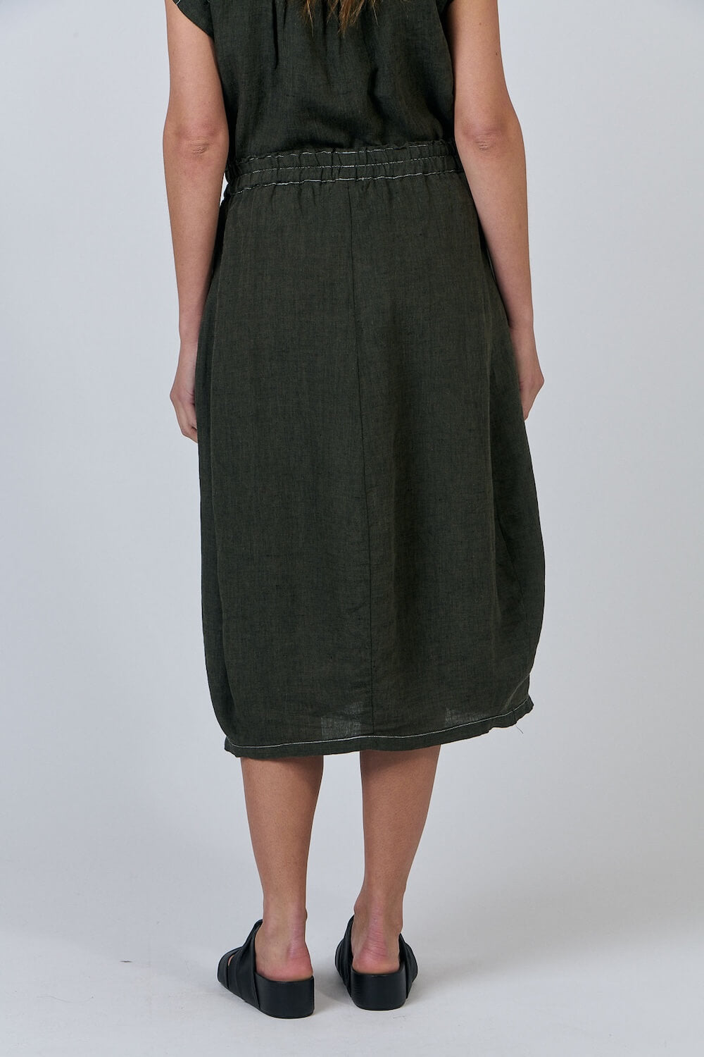 Naturals by O & J - Midi Linen Skirt (GA639) - Licorice