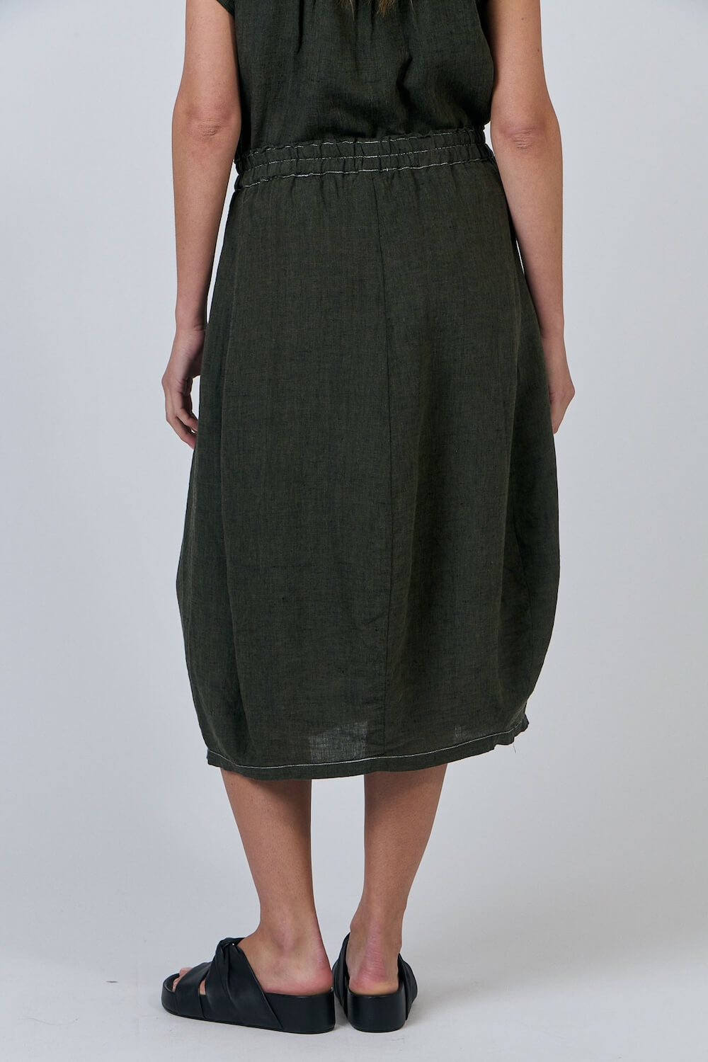 Naturals by O & J - Midi Linen Skirt (GA639) - Licorice