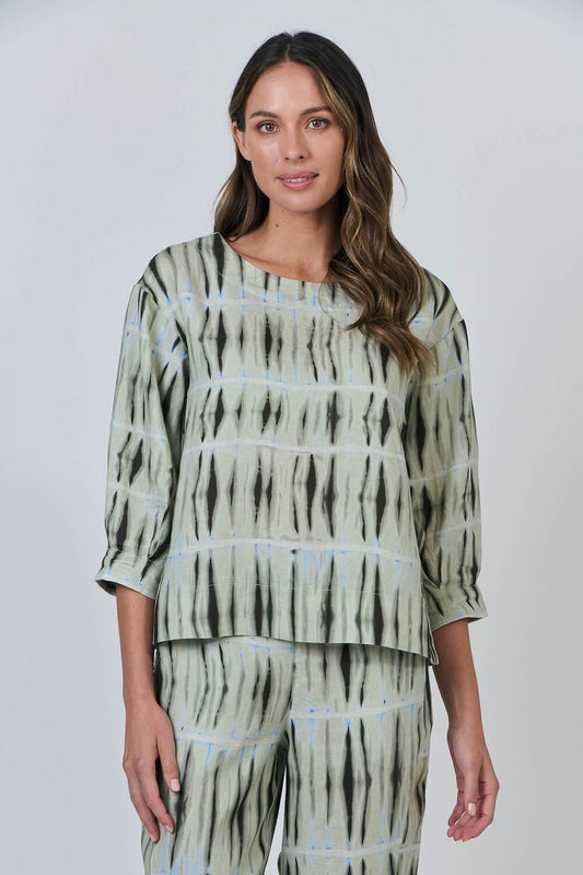 Naturals by O & J - 3/4 Sleeve Boat Neck Blouse - Exposure (GA641)