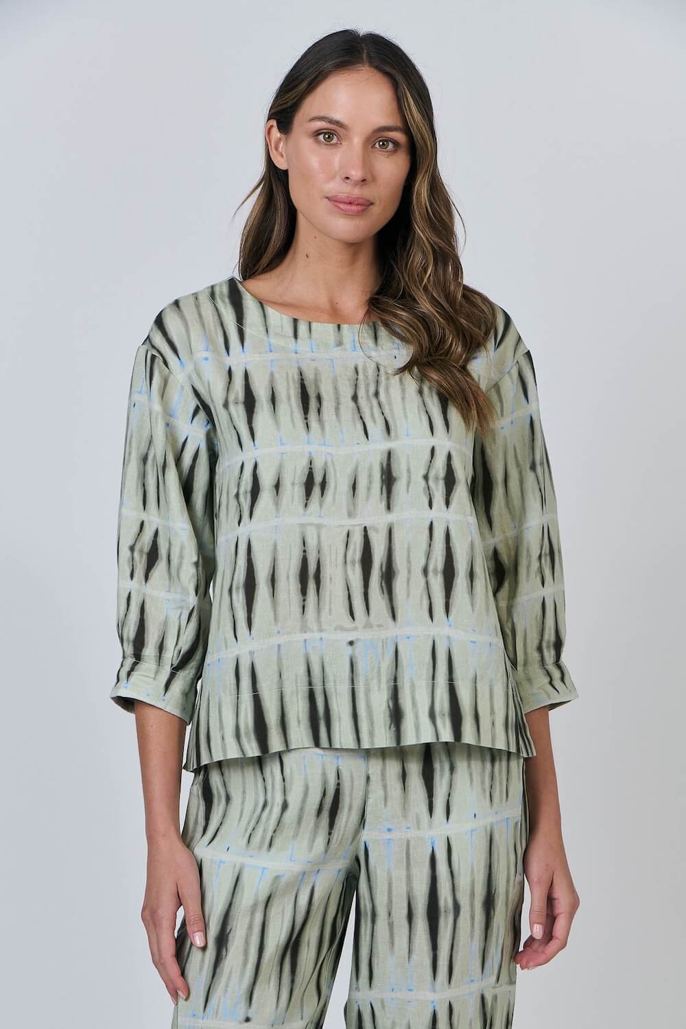 Naturals by O & J - 3/4 Sleeve Boat Neck Blouse - Exposure (GA641)