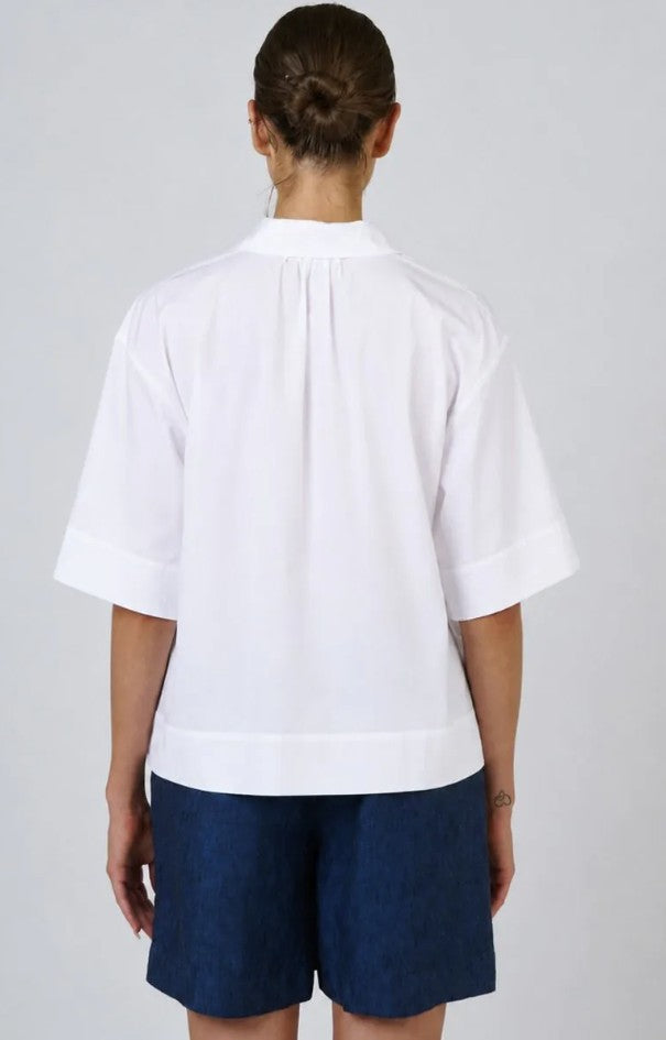 Naturals by O & J - Notch Neck Blouse (GA720) - White