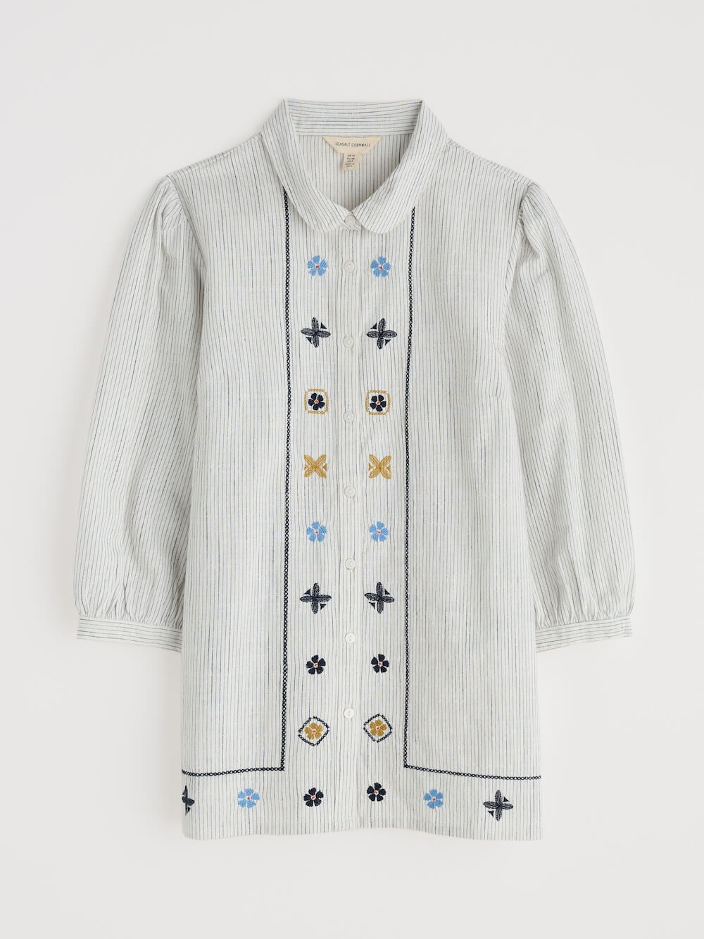 Seasalt - Hope Cottage Embroidered Blouse - Simplicity Stripe Chalk Maritime