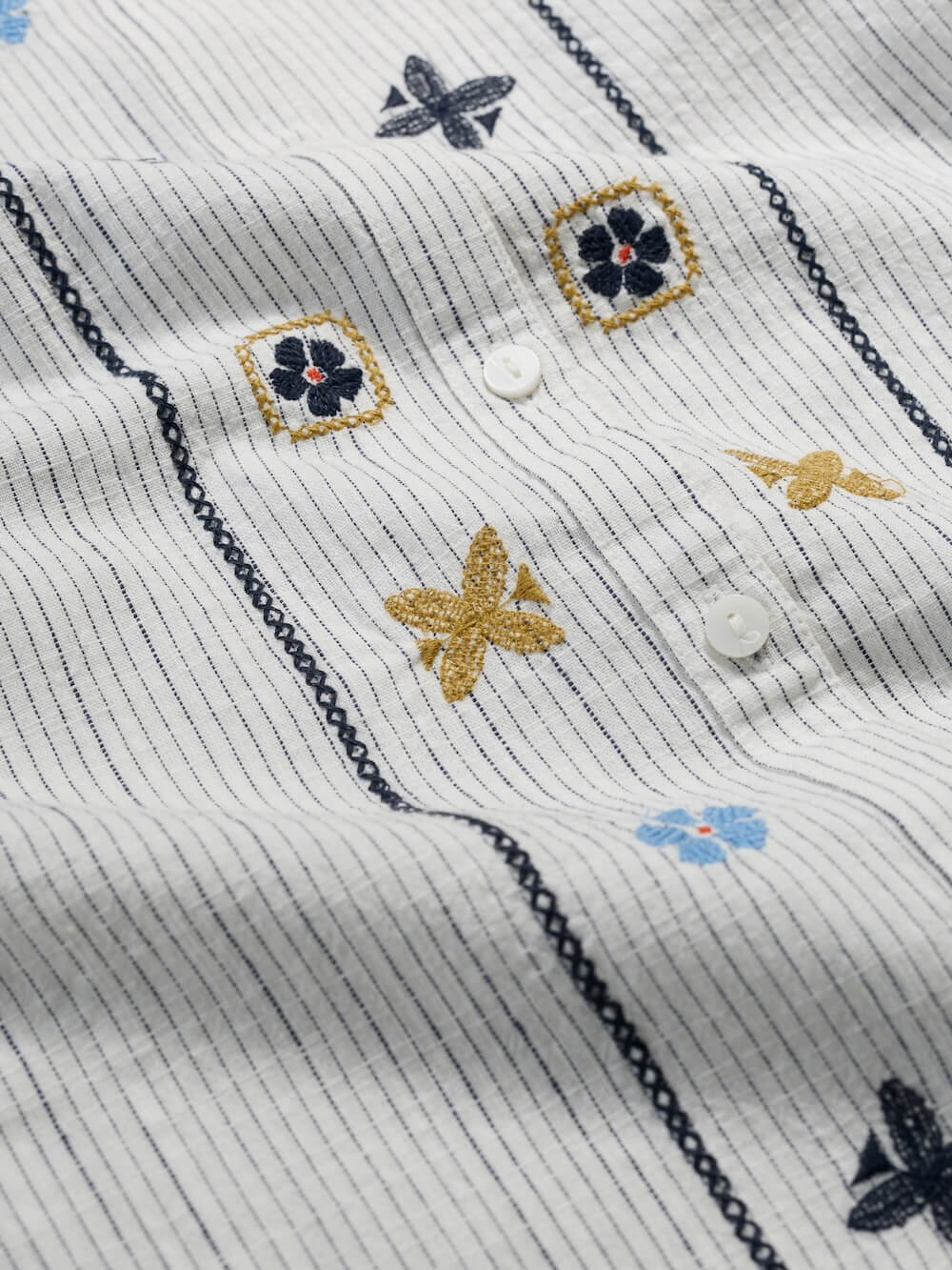 Seasalt - Hope Cottage Embroidered Blouse - Simplicity Stripe Chalk Maritime