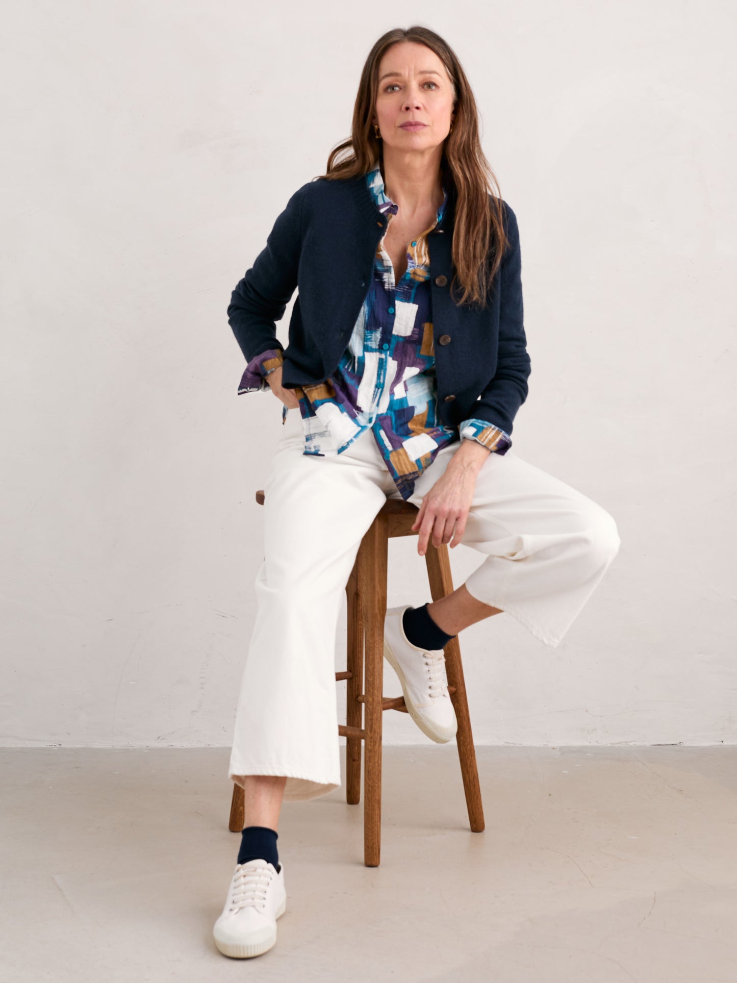 Seasalt 'Larissa Shirt' - Stitched Abstract Starling