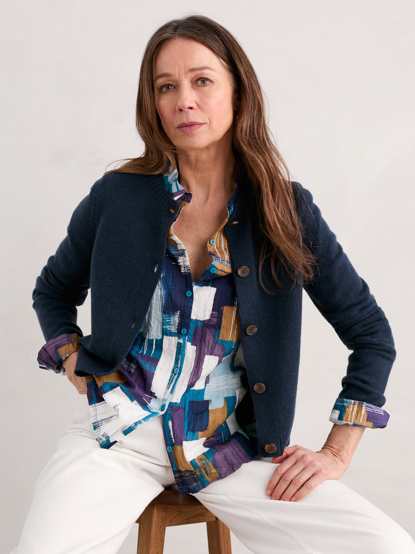 Seasalt 'Larissa Shirt' - Stitched Abstract Starling