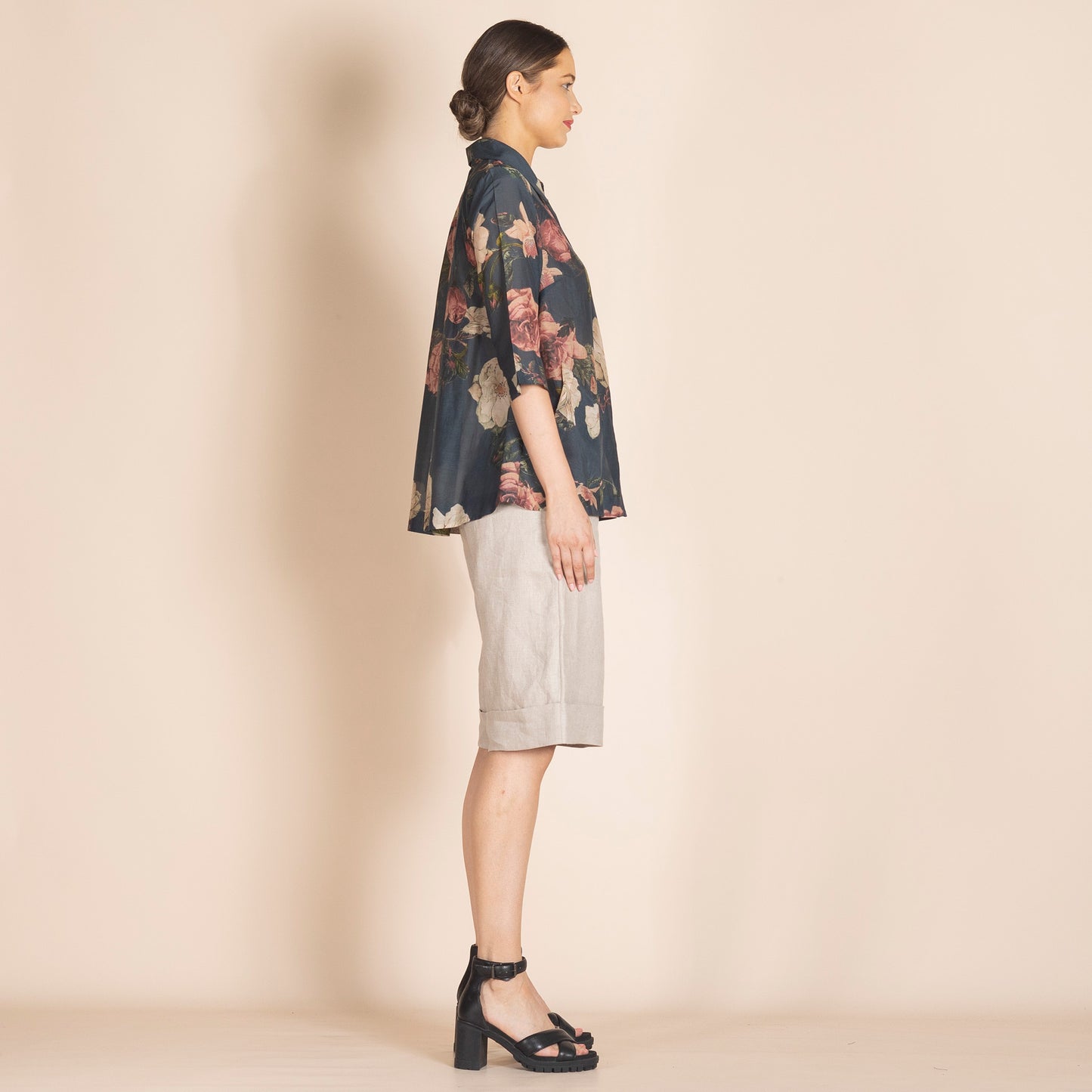 Megan Salmon Trapeze Shirt - Roses