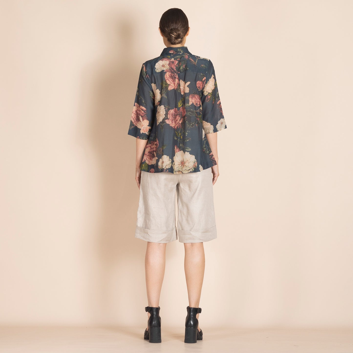 Megan Salmon Trapeze Shirt - Roses
