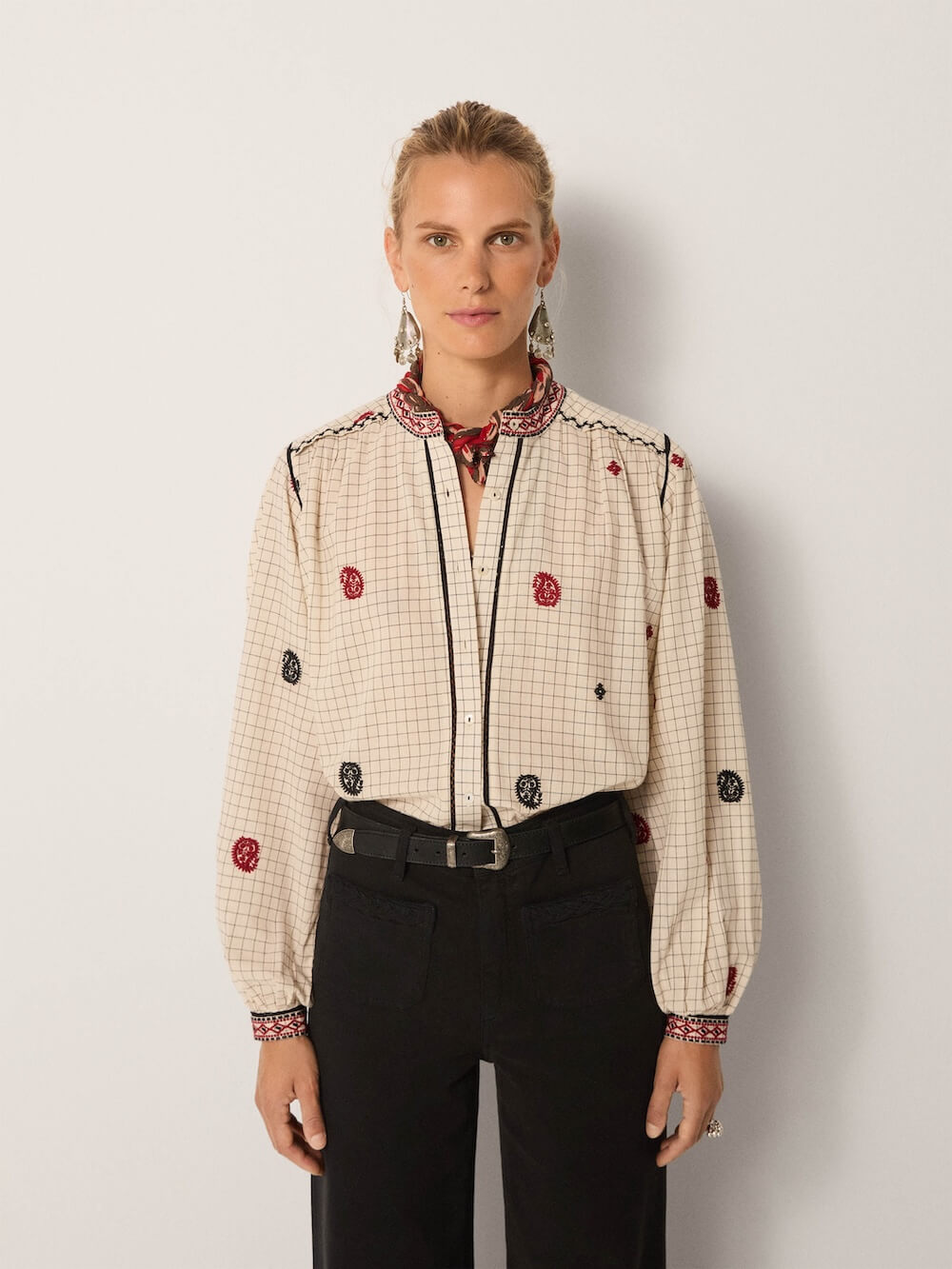 Maison Hotel - Colette Blouse - Ivory Checks