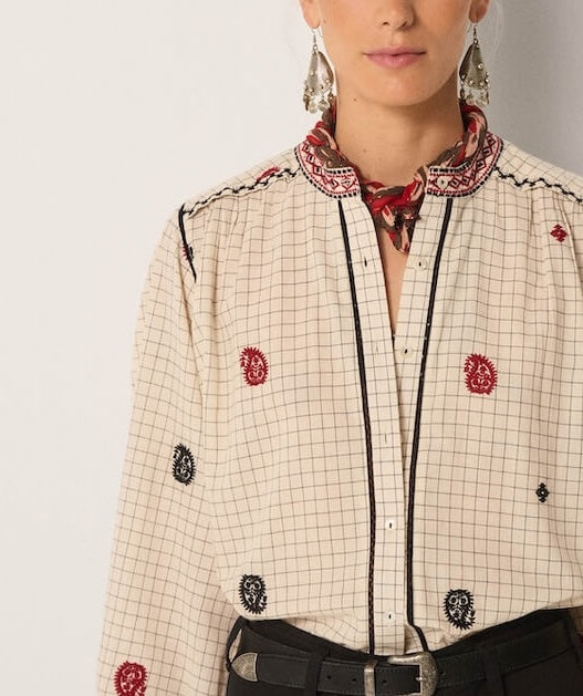 Maison Hotel - Colette Blouse - Ivory Checks