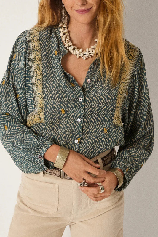 Maison Hotel - Marilyn Blouse - Blue Shibori