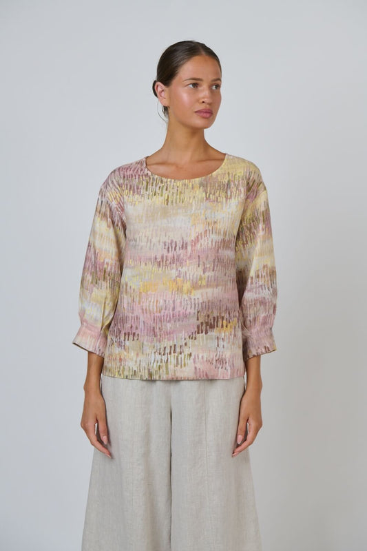 Naturals by O & J - 3/4 Sleeve Blouse (GA674) - Jardin