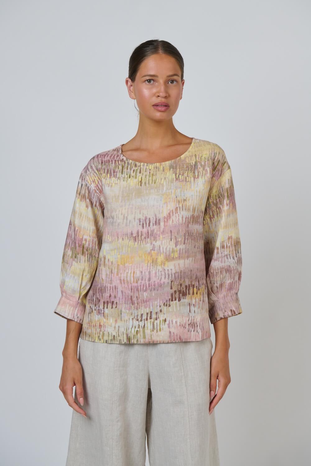 Naturals by O & J - 3/4 Sleeve Blouse (GA674) - Jardin