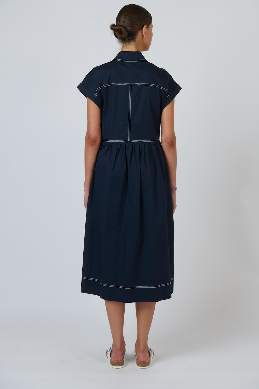 Naturals by O & J - Button Up Collared Midi Dress (GA738) - Ink
