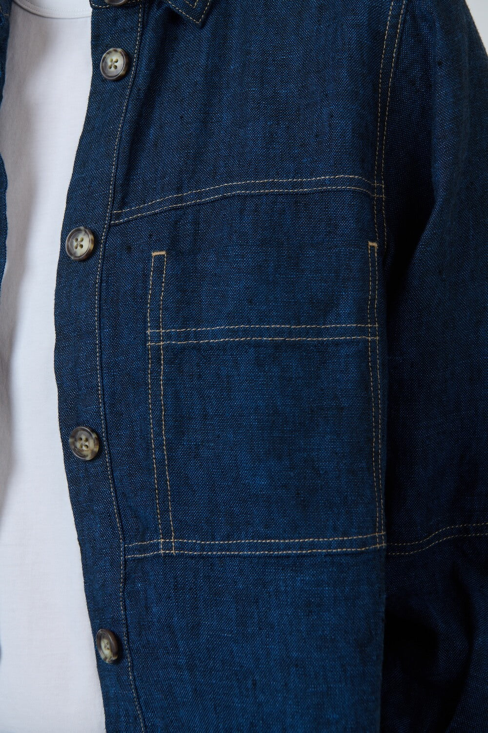 Naturals by O & J - Button Up Linen Jacket (GA598) - Eclipse