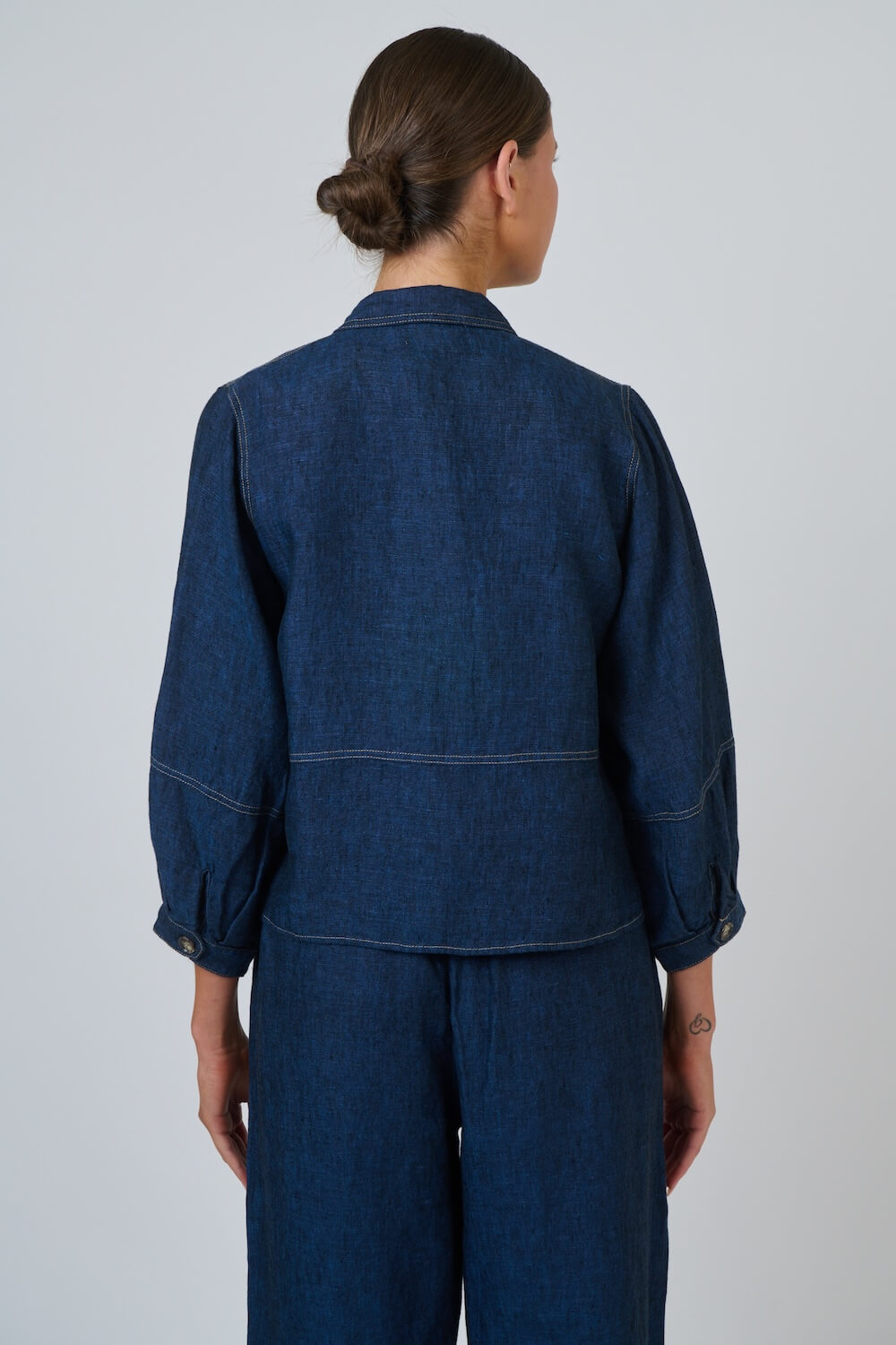 Naturals by O & J - Button Up Linen Jacket (GA598) - Eclipse