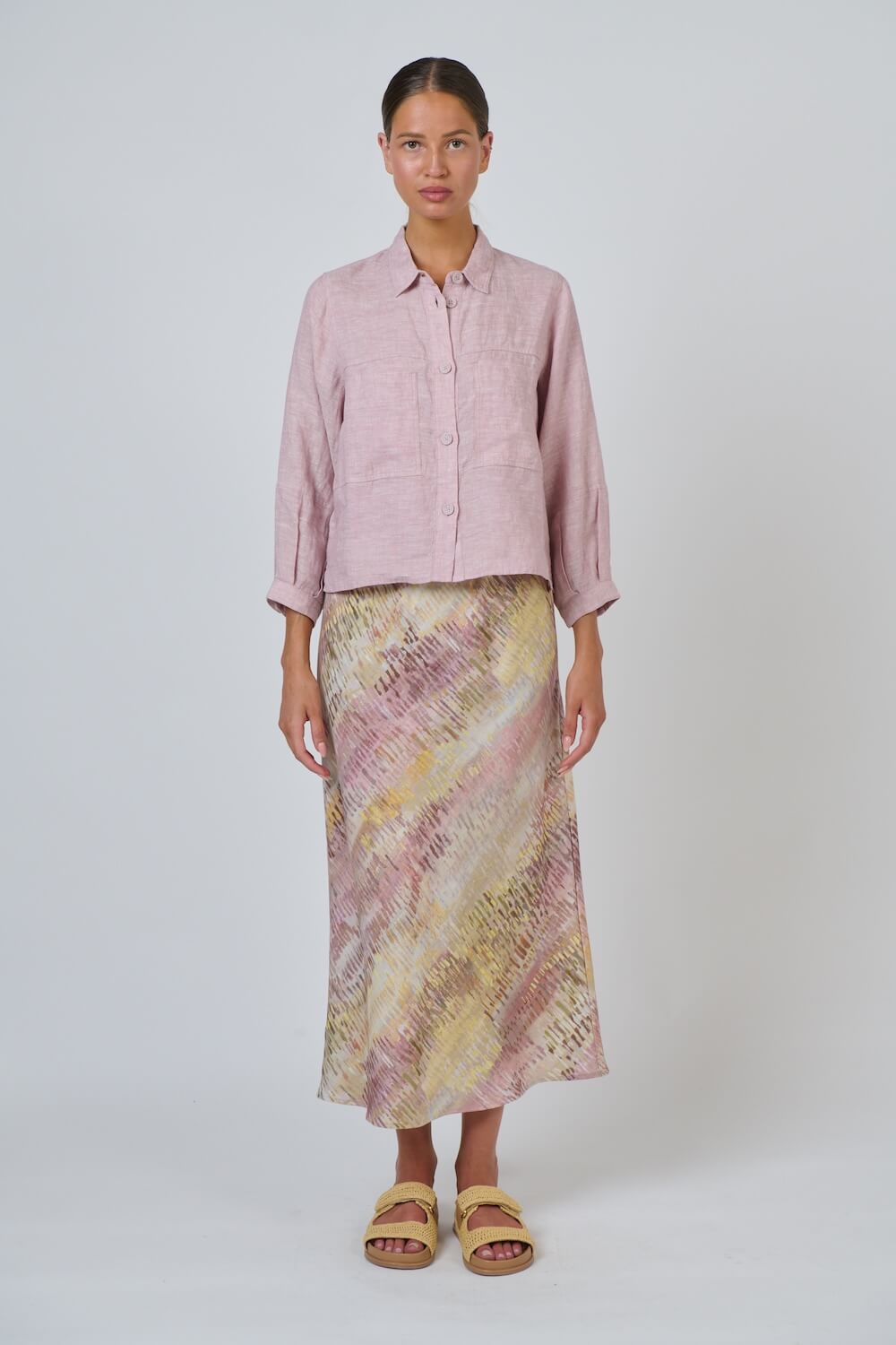 Naturals by O & J - Button Up Linen Jacket (GA598) - Radish