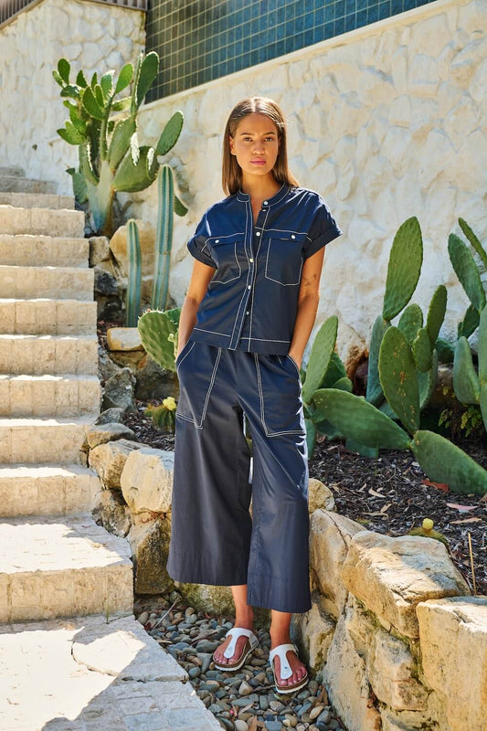 Naturals by O & J - Casual Linen Pants (GA713) - Ink