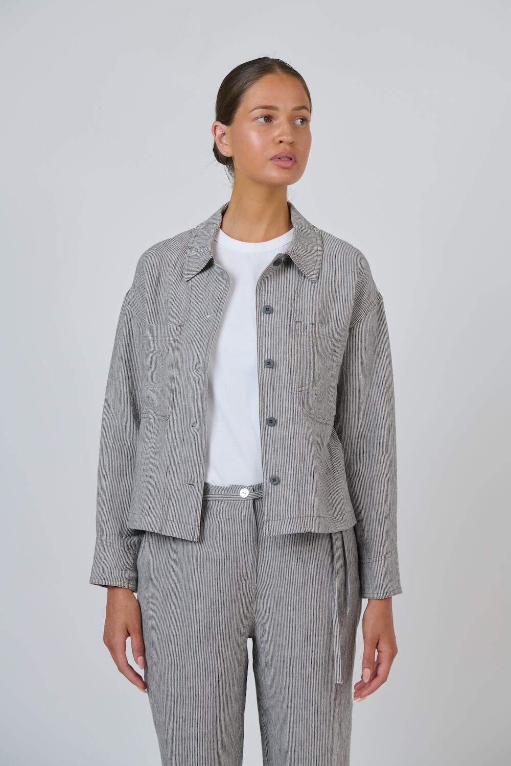 Naturals by O & J - Collared Linen Jacket (GA732) - Rue