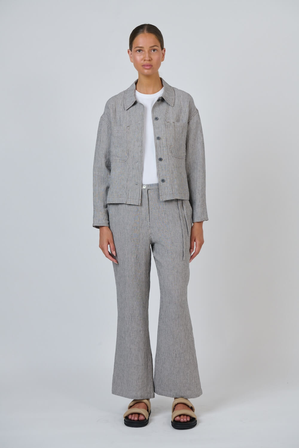 Naturals by O & J - Collared Linen Jacket (GA732) - Rue