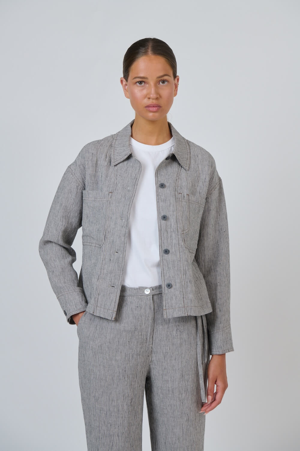 Naturals by O & J - Collared Linen Jacket (GA732) - Rue