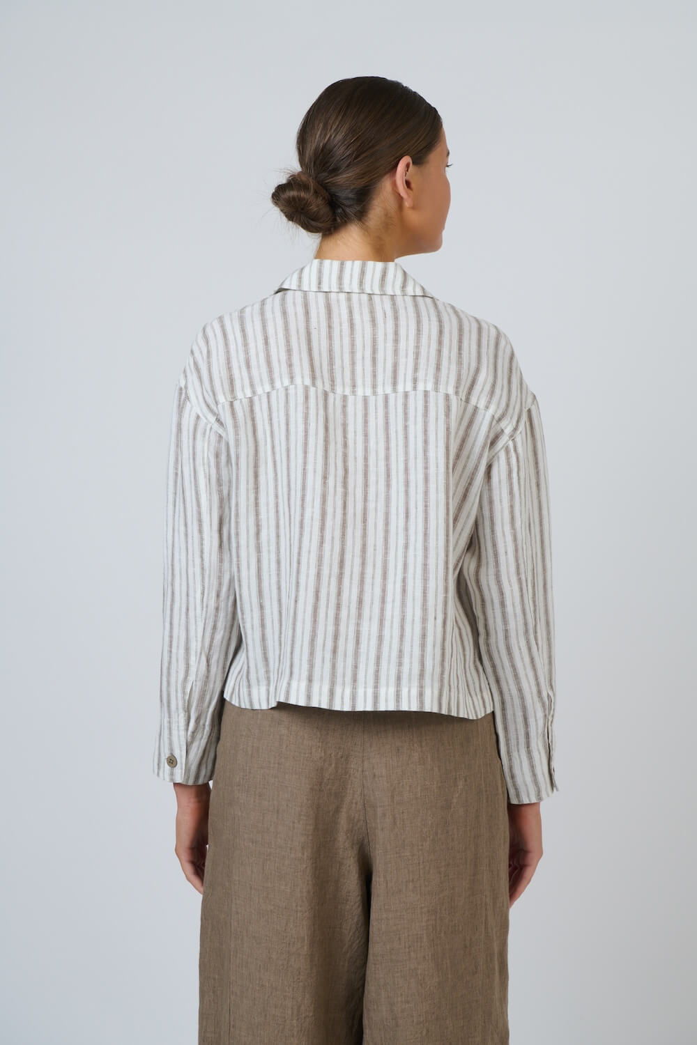 Naturals by O & J - Collared Linen Jacket (GA732) - Travertine