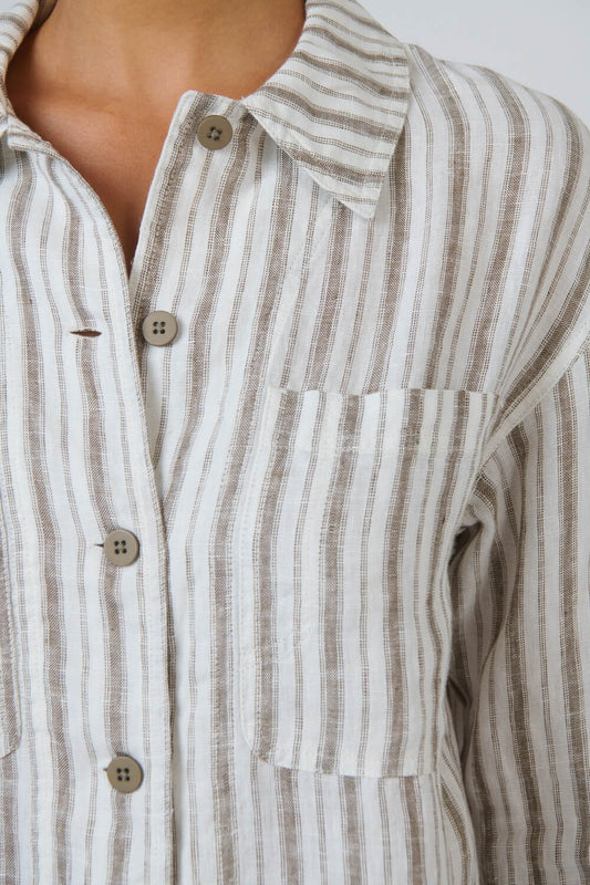 Naturals by O & J - Collared Linen Jacket (GA732) - Travertine