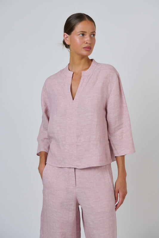 Naturals by O & J - Deep V Notch Blouse (GA668) - Radish