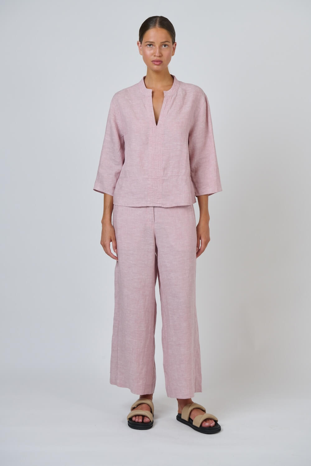 Naturals by O & J - Deep V Notch Blouse (GA668) - Radish