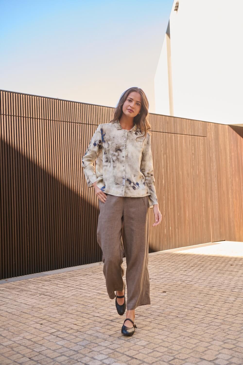 Naturals by O & J - GA398 Wide Leg Trouser - Cigar