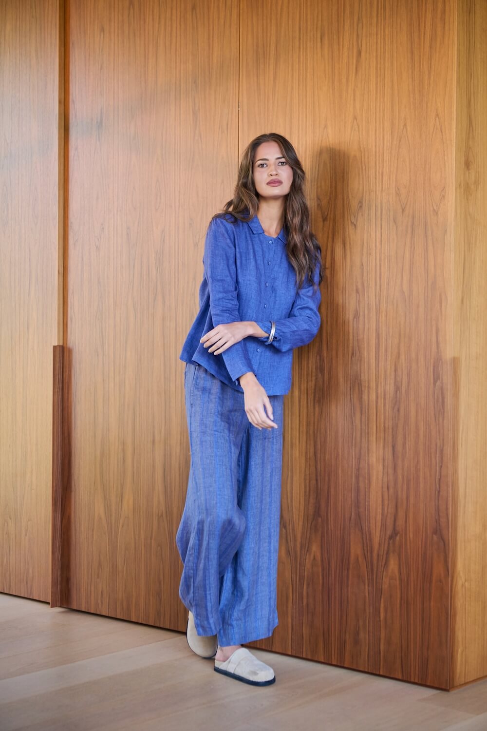 Naturals by O & J - GA578 Wide Leg Elastic Waist Trousers - Placid Pipe