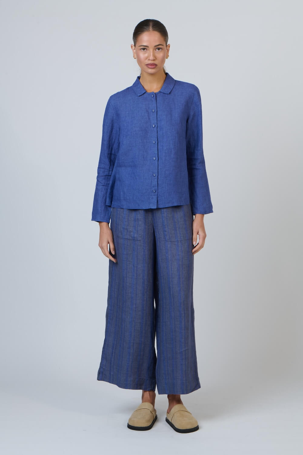 Naturals by O & J - GA578 Wide Leg Elastic Waist Trousers - Placid Pipe