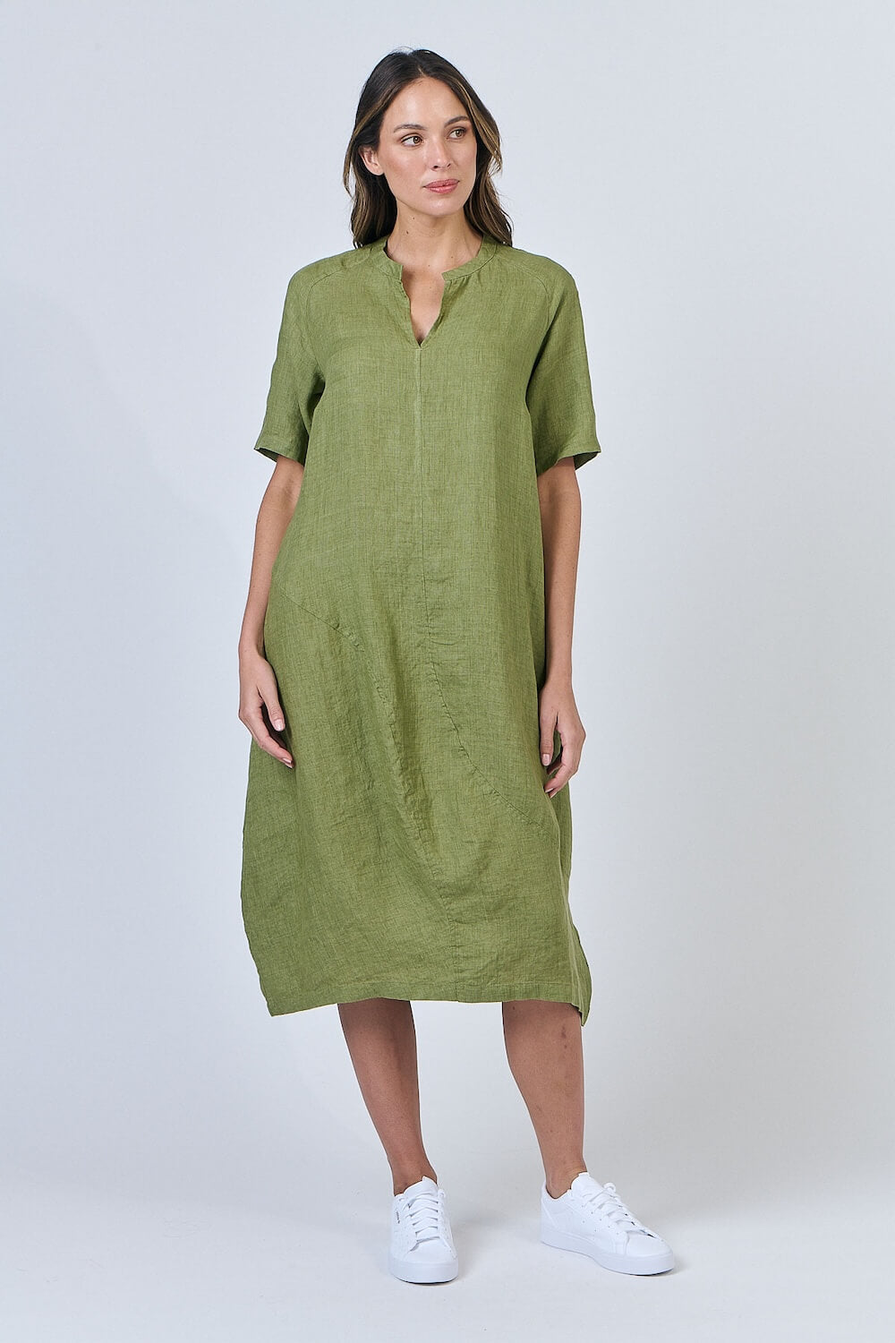 Naturals by O & J - Midi Smock Dress - Moss (GA608)