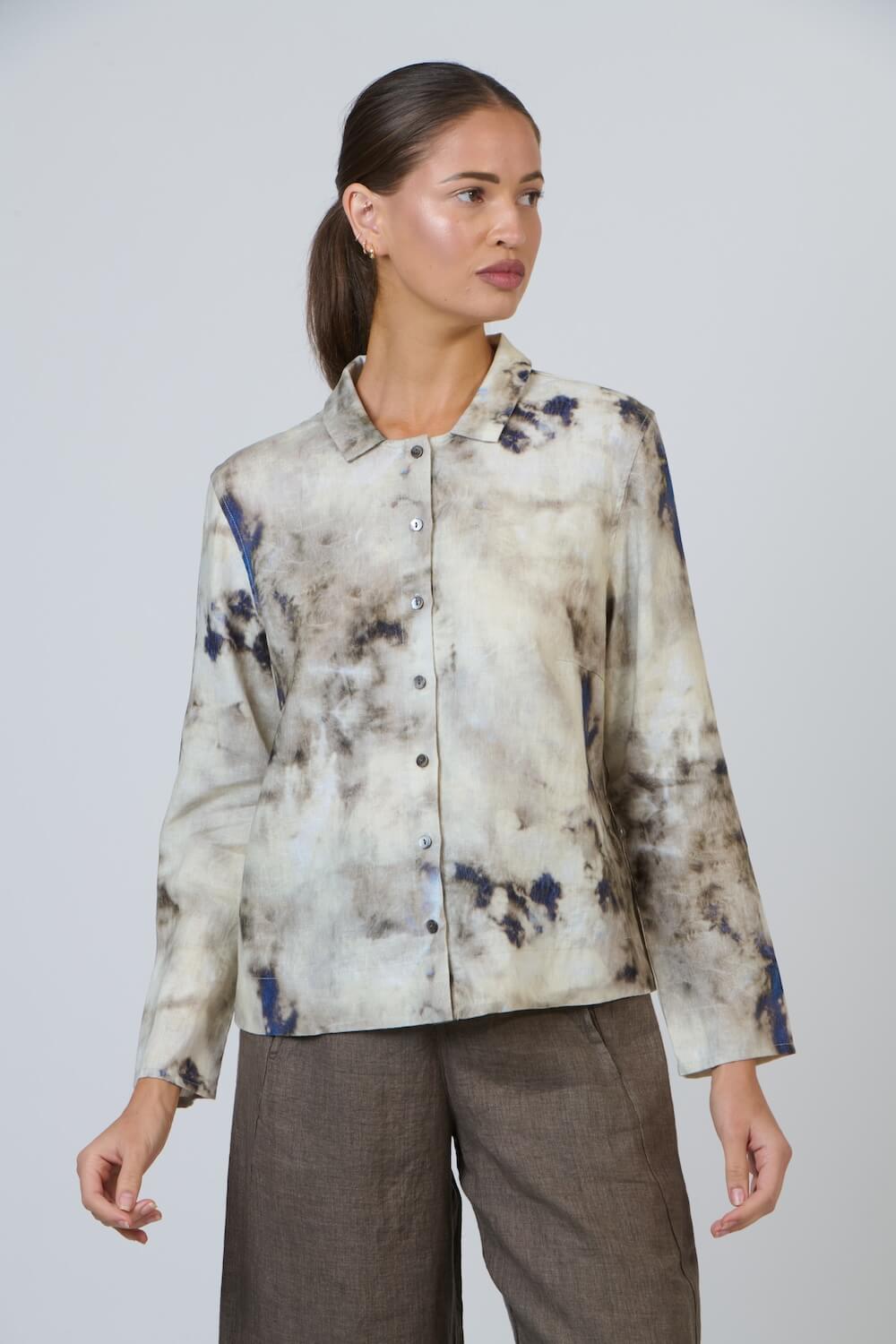 Naturals by O & J - GA647 Collared Button Down Top - Emperador