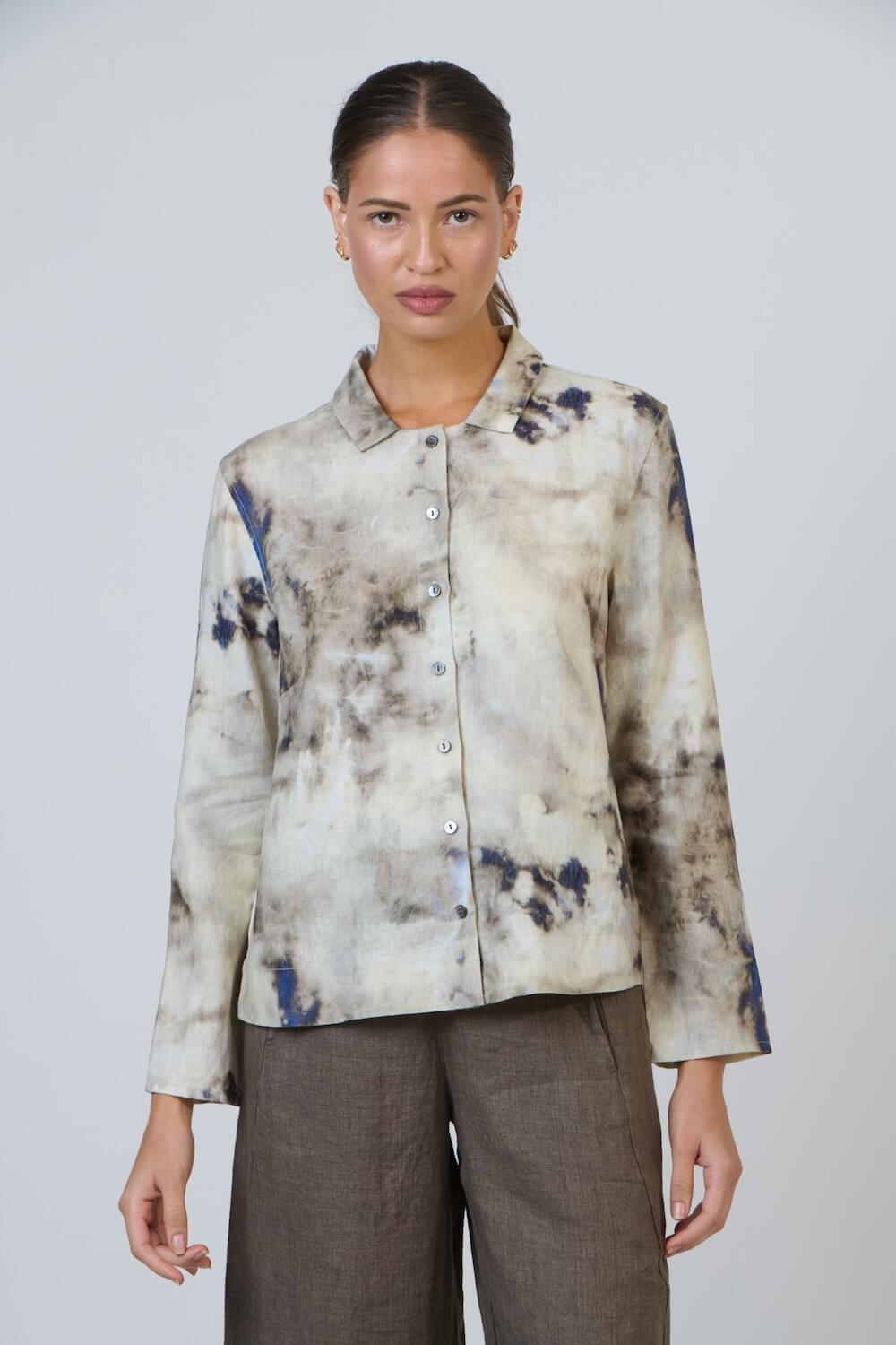 Naturals by O & J - GA647 Collared Button Down Top - Emperador