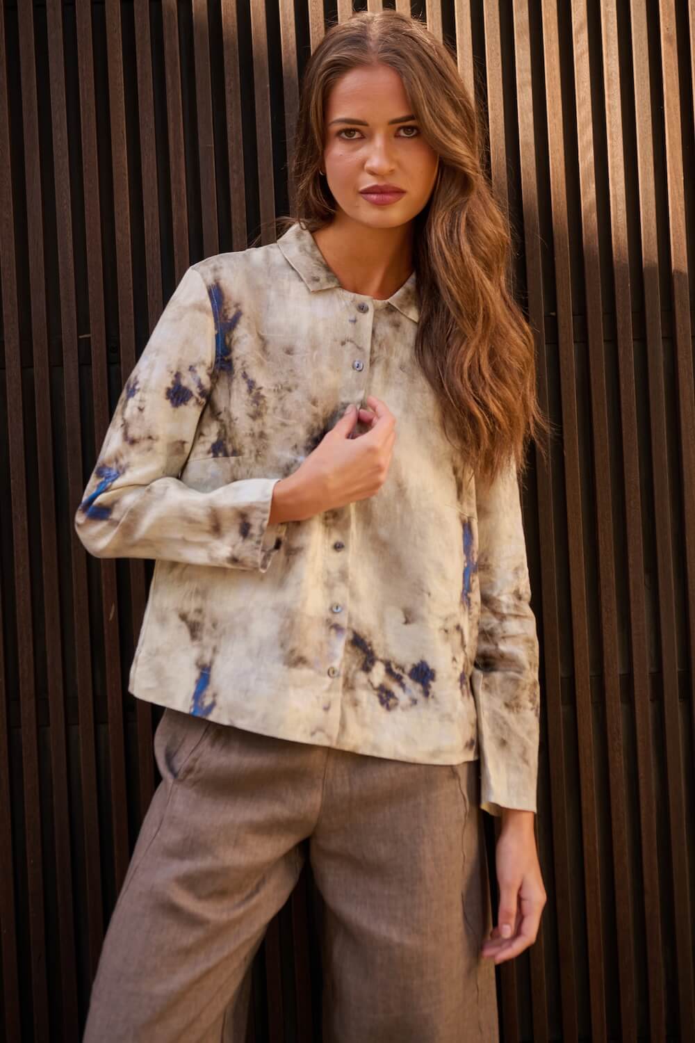 Naturals by O & J - GA647 Collared Button Down Top - Emperador