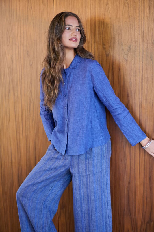 Naturals by O & J - GA647 Collared Button Down Top - Placid