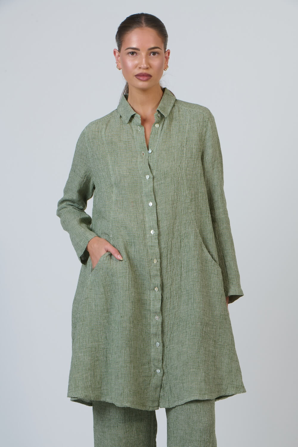 Naturals by O & J - GA656 Oversized Linen Jacket - Oregano