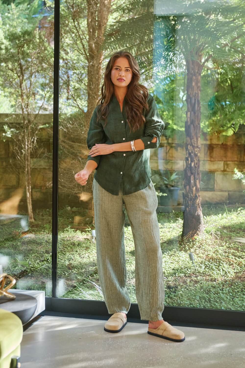 Naturals by O & J - GA657 Balloon Trousers - Oregano