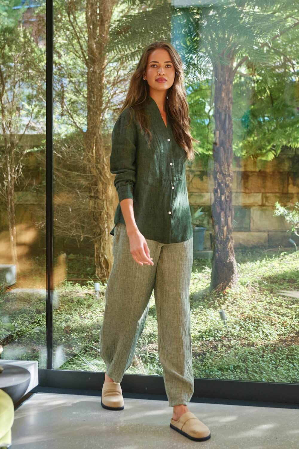 Naturals by O & J - GA657 Balloon Trousers - Oregano