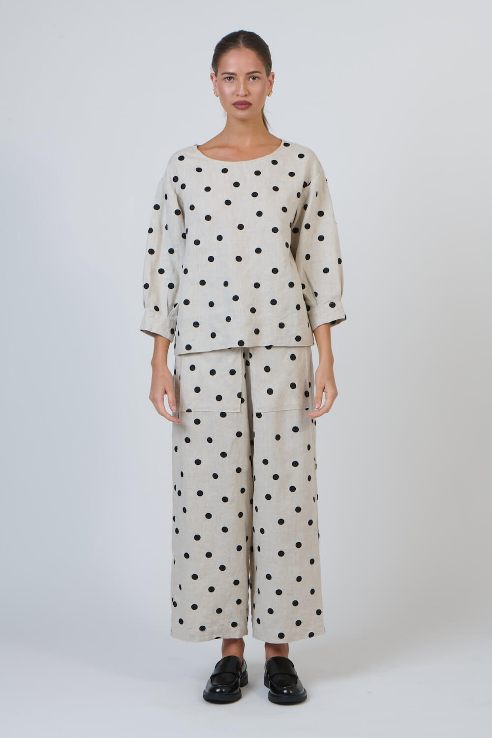 Naturals by O & J - GA674 3/4 Sleeve Linen Top - Poppy Seed