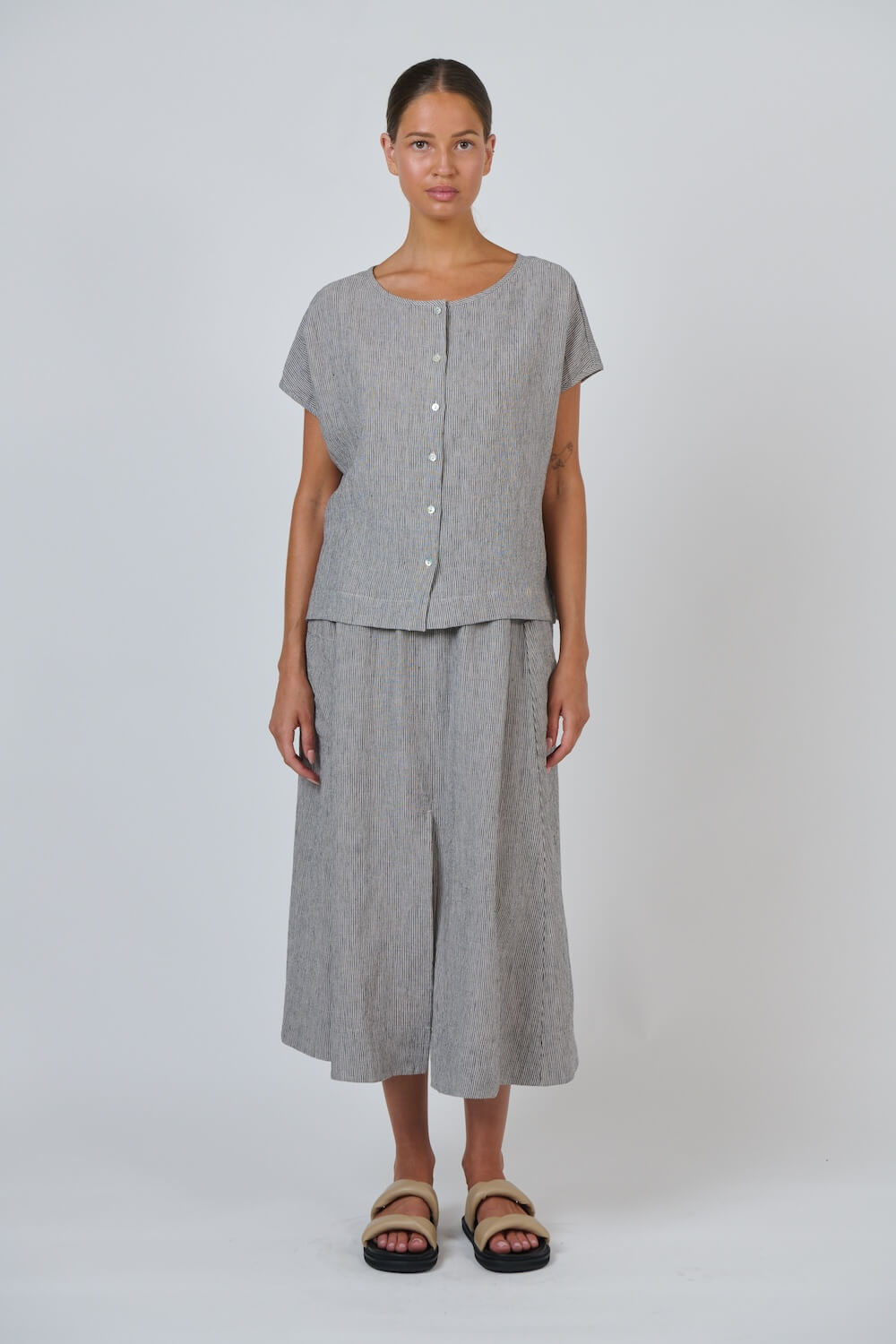 Naturals by O & J - High Waisted Linen Skirt (GA709) - Rue