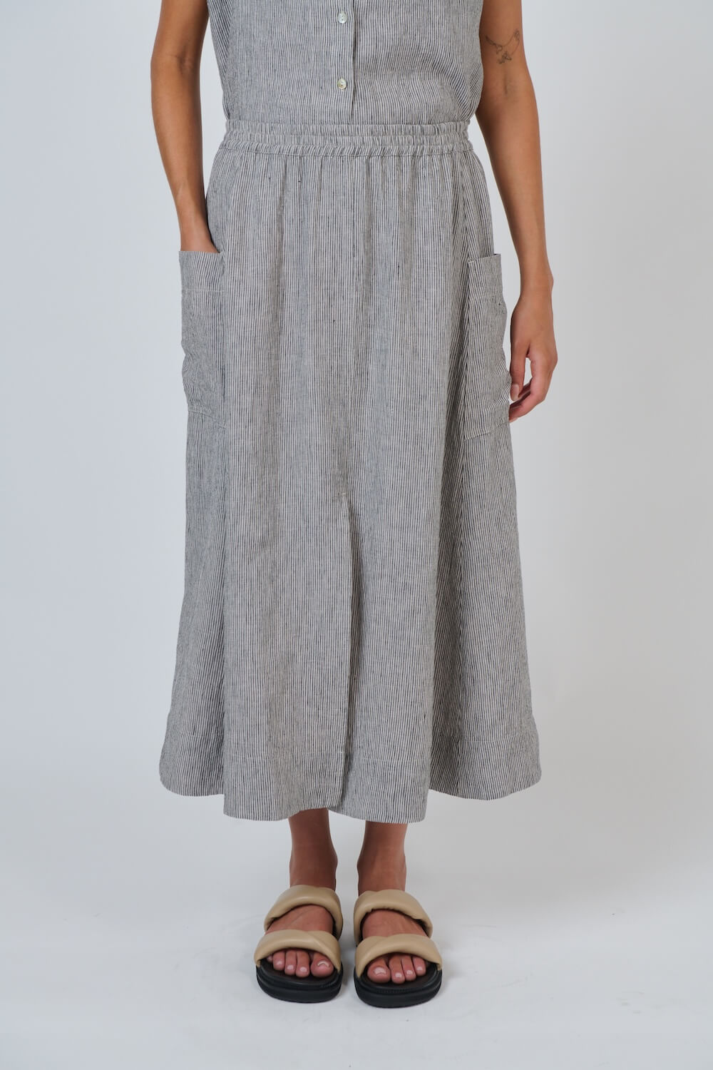 Naturals by O & J - High Waisted Linen Skirt (GA709) - Rue