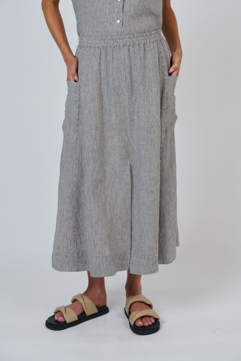 Naturals by O & J - High Waisted Linen Skirt (GA709) - Rue