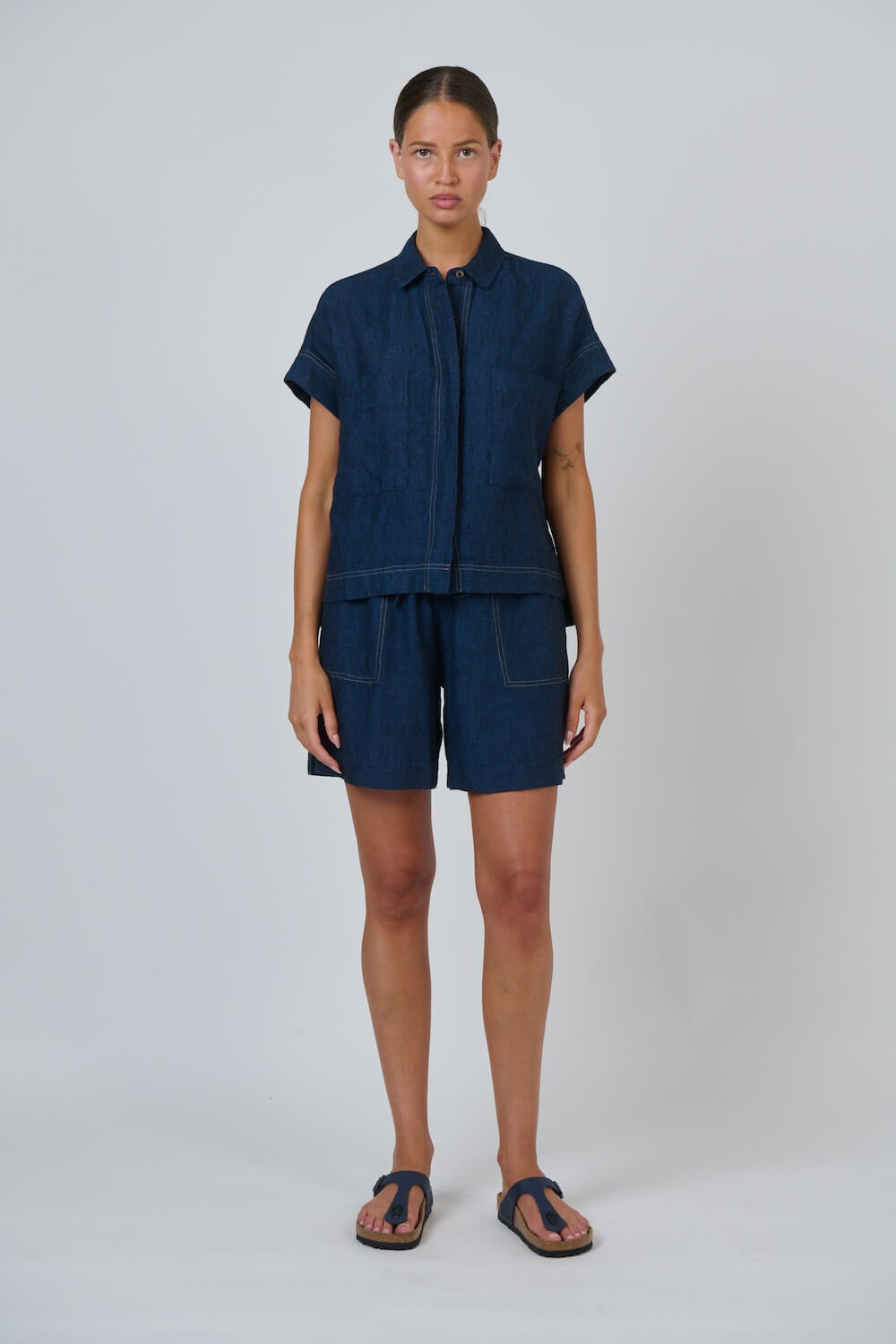Naturals by O & J - Invisible Button Down Collared Top GA533 - Eclipse