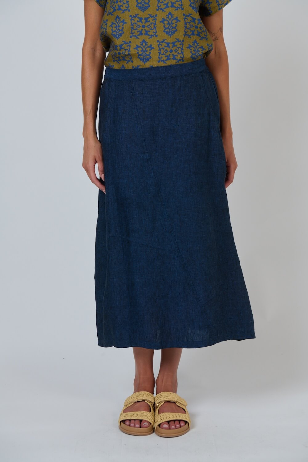 Naturals by O & J - Midi Linen Skirt (GA736) - Eclipse