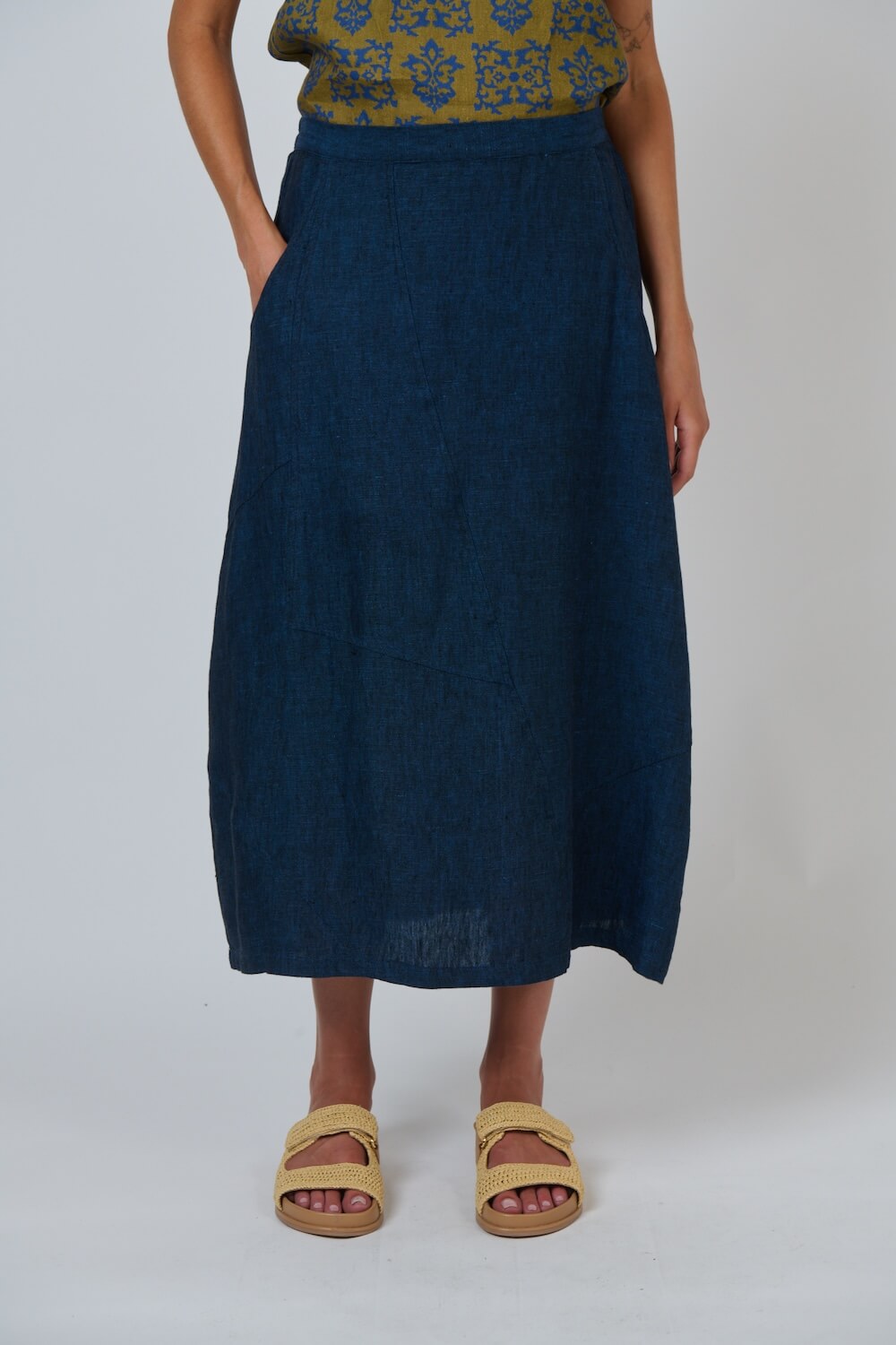 Naturals by O & J - Midi Linen Skirt (GA736) - Eclipse