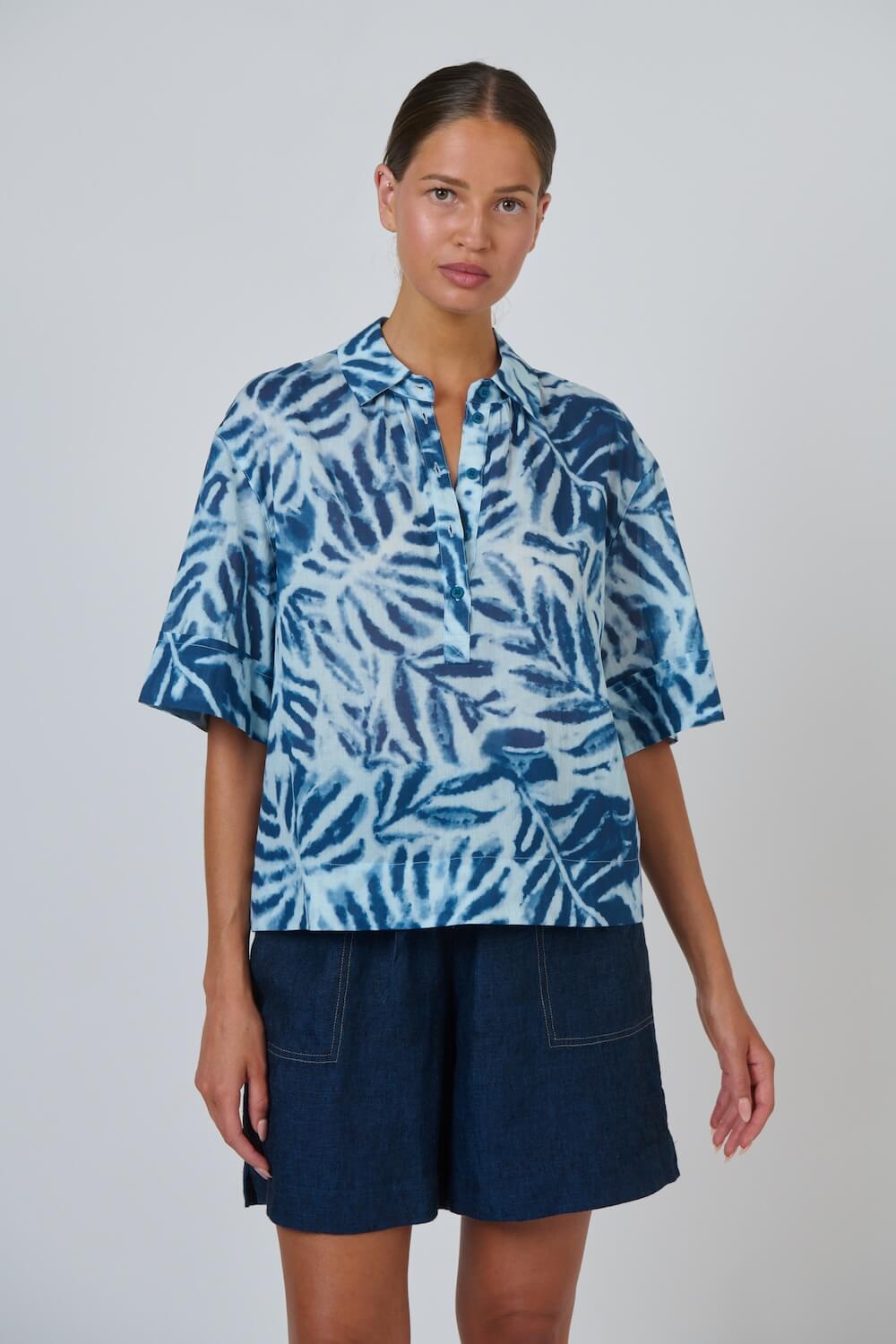 Naturals by O & J - Notch Neck Blouse (GA720) - Palmier