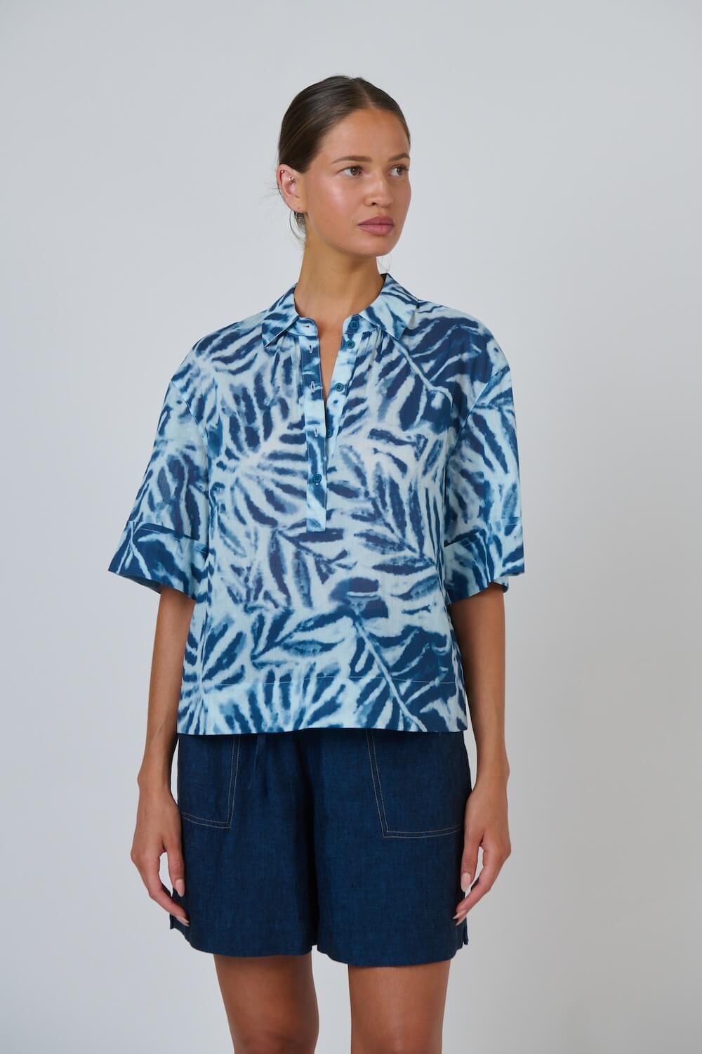 Naturals by O & J - Notch Neck Blouse (GA720) - Palmier